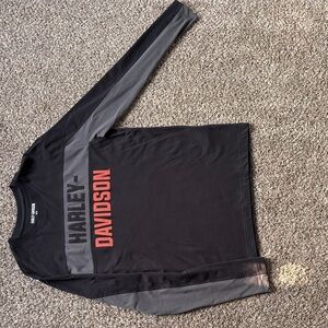Harley-Davidson Black and Gray Tee with Red Logo
